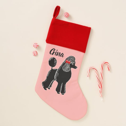 Poodle Custom Velvet Lined Christmas Stocking