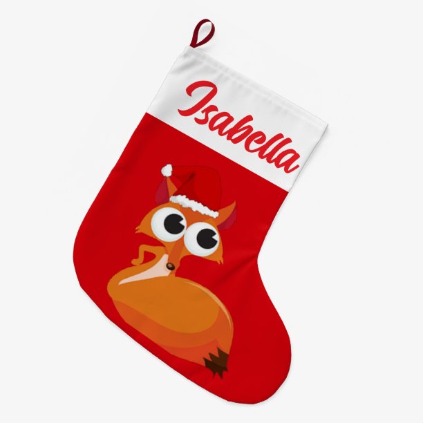 Red Merry Christmas squirrel Santa hat Xmas Large Christmas Stocking