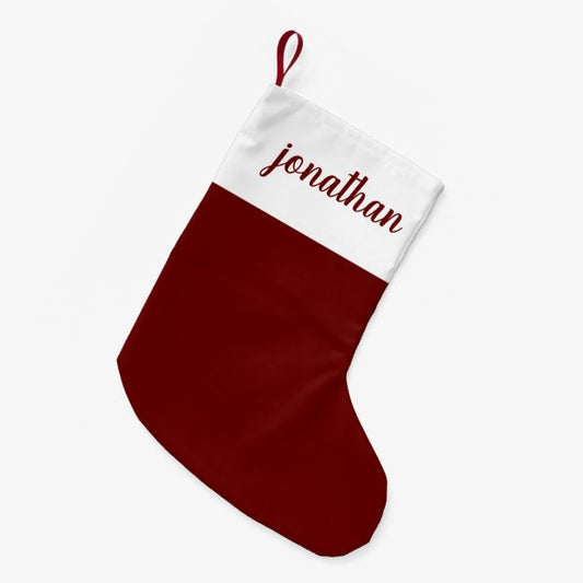 Red Rustic Script Name Personalized Christmas Small Christmas Stocking