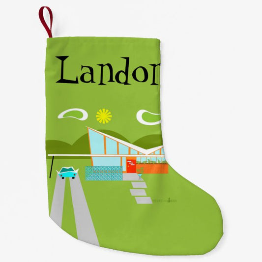 Retro Palm Springs House Christmas Stocking