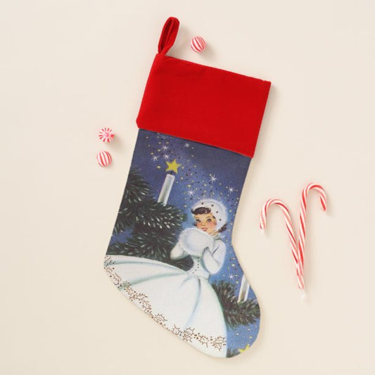 Retro vintage Christmas lady Holiday stocking