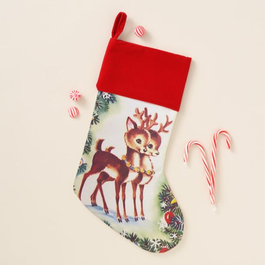 retro vintage Christmas reindeer Holiday Stocking