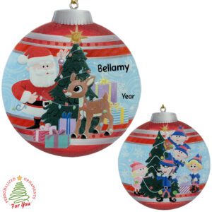 Personalized Rudolph Santa And Elves 2-Sided Ornament