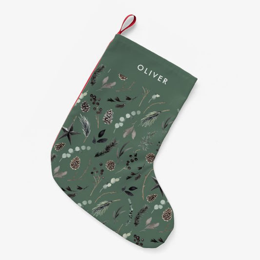 Sage green modern scandi elegant script Christmas Small Christmas Stocking