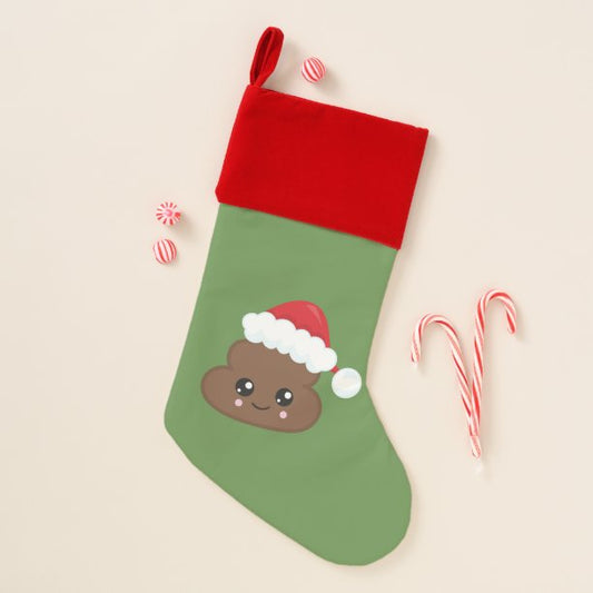 Santa Christmas Poop Emoji Stocking