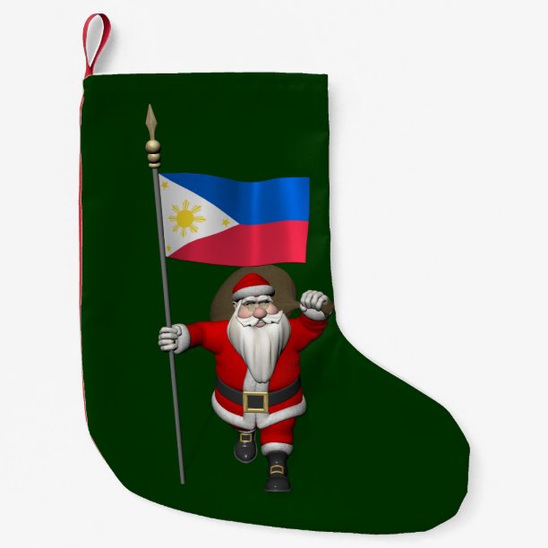 Santa Claus With Ensign Of The Philippines Small Christmas Stocking