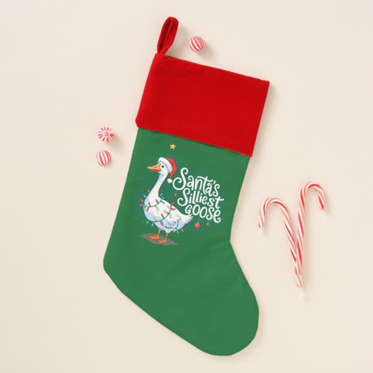 Santa's Silliest Goose Funny Goose Christmas Stocking