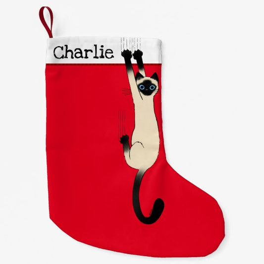 Siamese Cat Funny Cat Holiday Custom Small Christmas Stocking