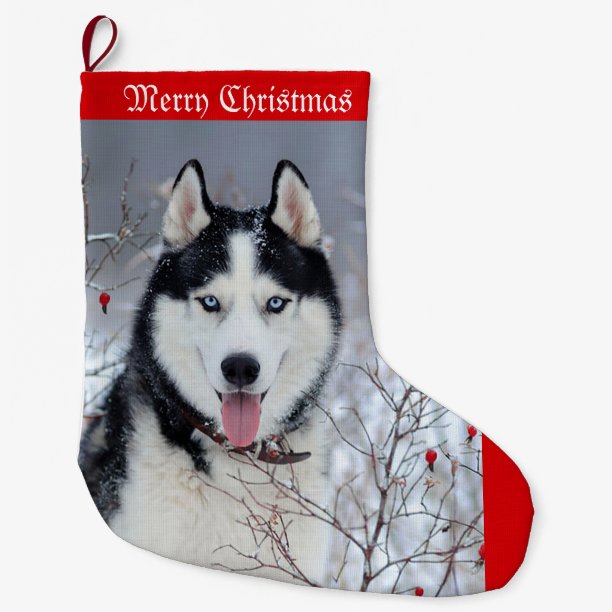 Snow Husky Large Christmas Stocking