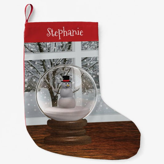 Snowman Snow Globe Small Christmas Stocking