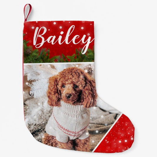 Snowy Christmas Personalized Pet Photo Stocking