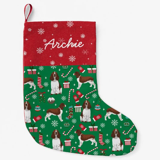 Springer Spaniel Dog Custom dog name Small Christmas Stocking