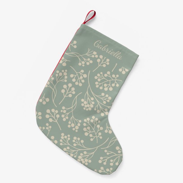 Stylish Sage Green Floral Pattern Modern Farmhouse Small Christmas Stocking