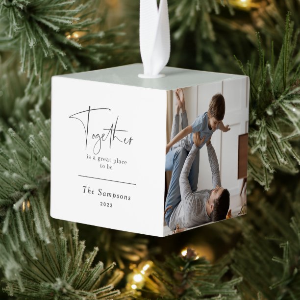 Together For Christmas Family Photo Cube Ornament