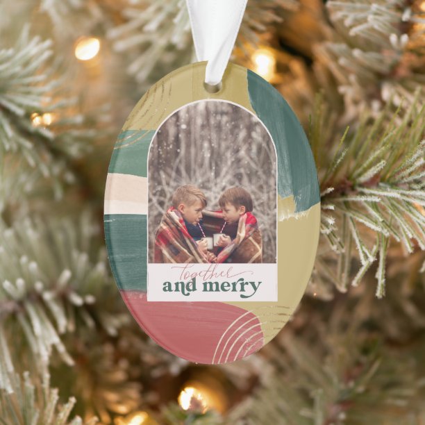 Together & Merry Photo Arch Modern Christmas Orn Ornament
