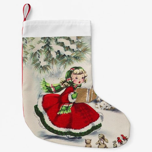 Vintage Christmas Girl Christmas Stocking