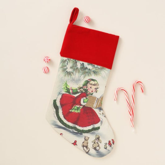Vintage Christmas Girl Christmas Stocking