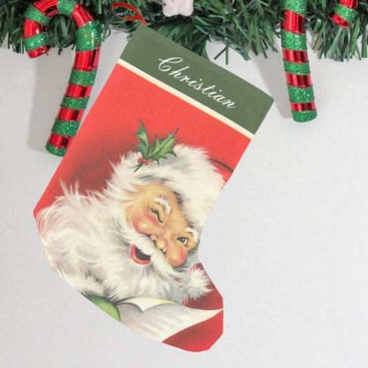 Vintage Christmas Santa Claus Personalized Small Christmas Stocking