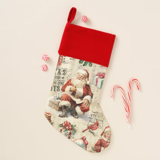 Vintage Victorian Christmas Collage Stocking