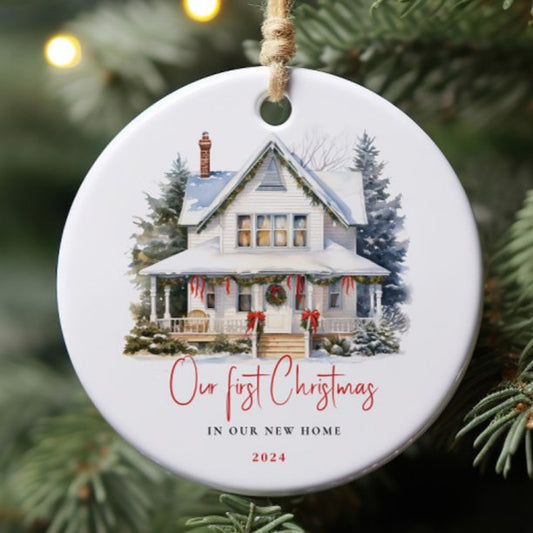 Watercolor First Home Christmas Keepsake Ornament