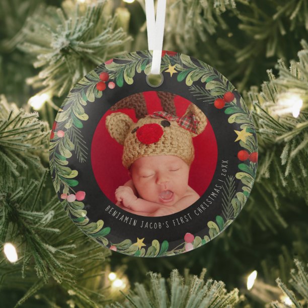 Winter Foliage Baby's First Christmas Ornament