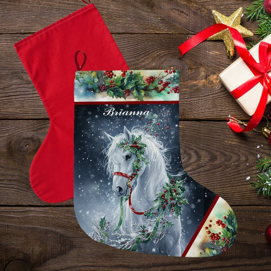Winter White Stallion Christmas Horse Stocking