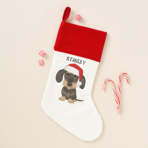 Wirehaired Dachshund Santa Cute Teckel Dog Christmas Stocking