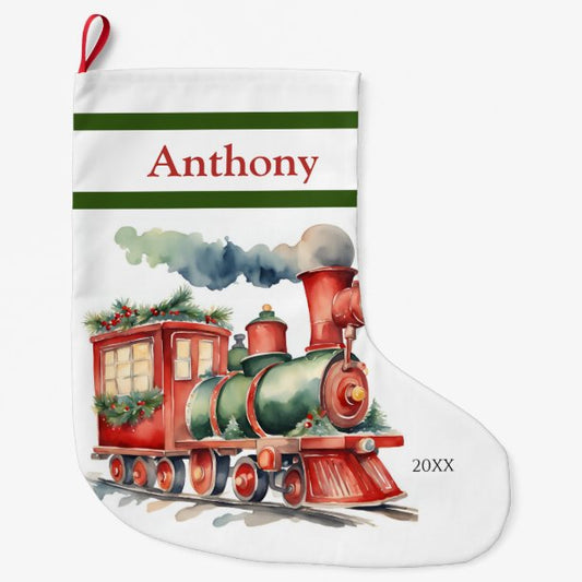 Xmas Train Boys Large Christmas Stocking