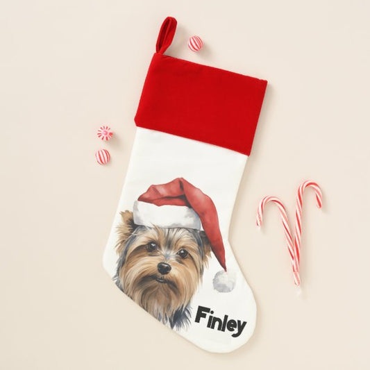 Yorkshire Terrier Christmas Name Stocking- Yorkie Stocking