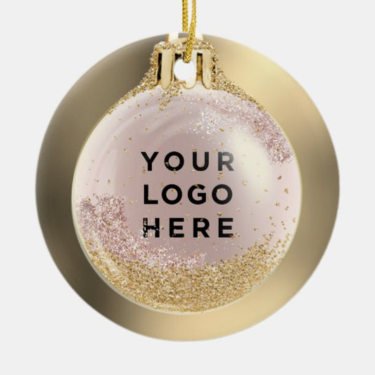Your Business Logo Goldrose Christmas Ball Custom Ceramic Ornament